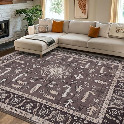 Image of Medallion Vintage Look Carpet for Living Room Bedroom Dining Room | Washable Area Rug with Non Slip TPR Backing | Modern Floor Carpet for Home(Design03-16x24 Inches)