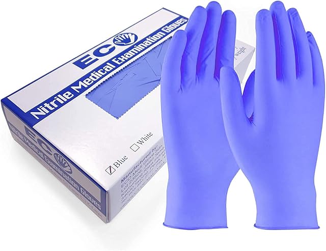 Eco Medi-Glove Nitrile Gloves Powder-Free EN455 Medical Standard - Pack of 100 Blue Ambidextrous Latex Free Disposable Medical Examination Gloves (Medium)