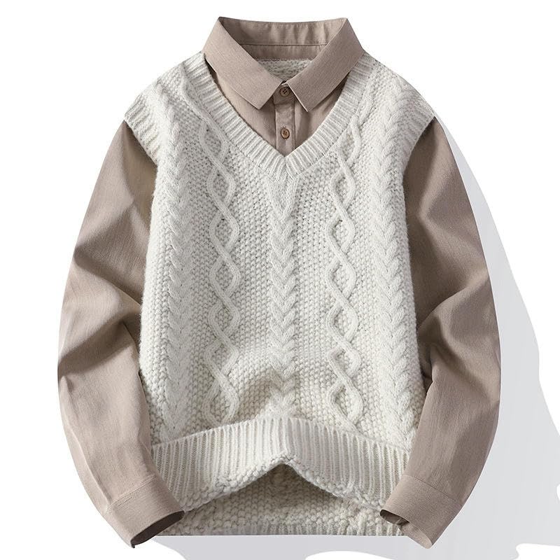 Suéter de punto para hombre con solapa jacquard ideal para un look casual elegante 5