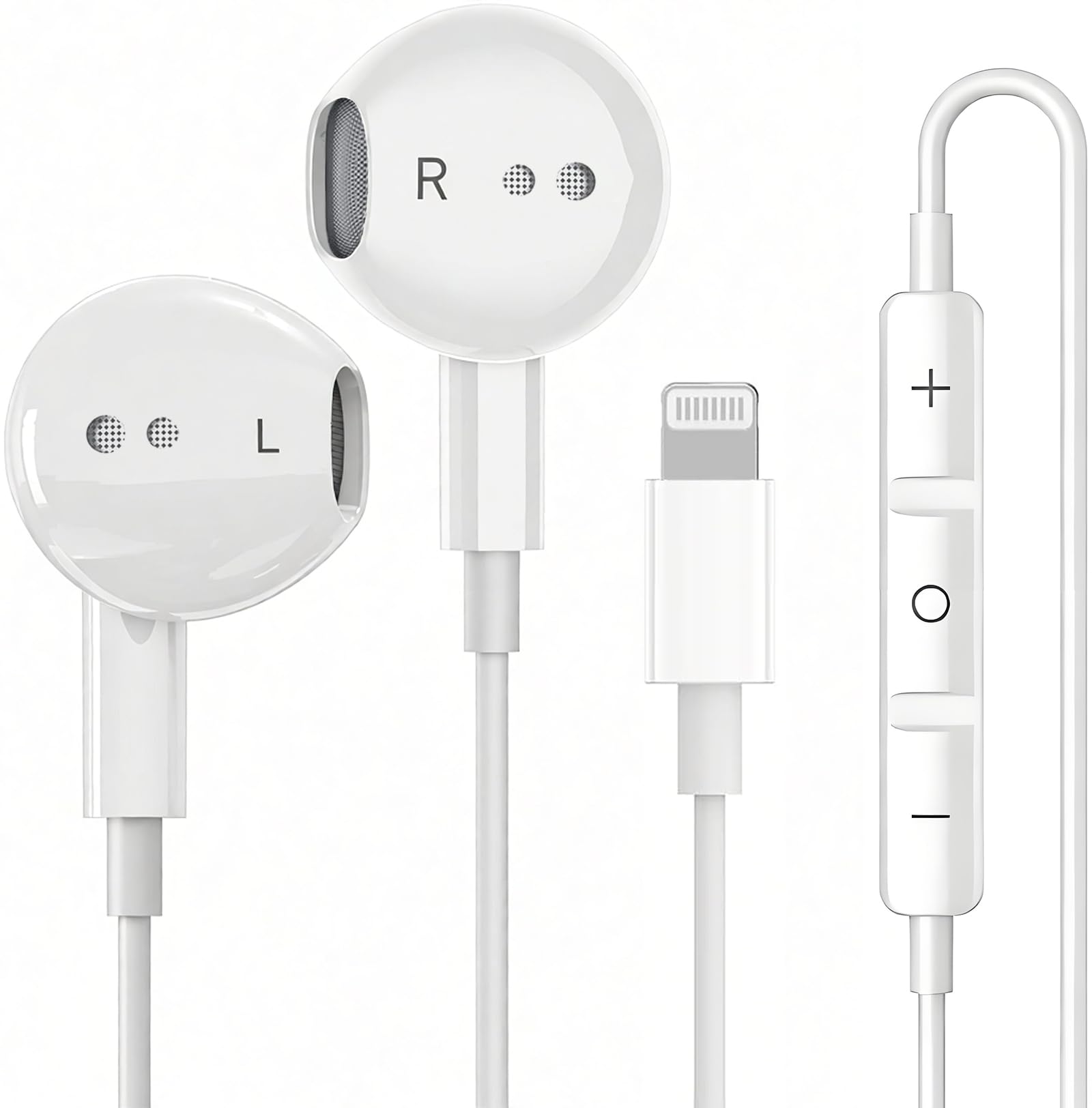 1Pack Wired Headphones for Phone Earphones with Built-in Microphone & Volume Control with Lightning Plug- Compatible with iPhone 14 Pro/13 Pro/12/12 Pro Max/11/XS Max/XS/XR/X/8