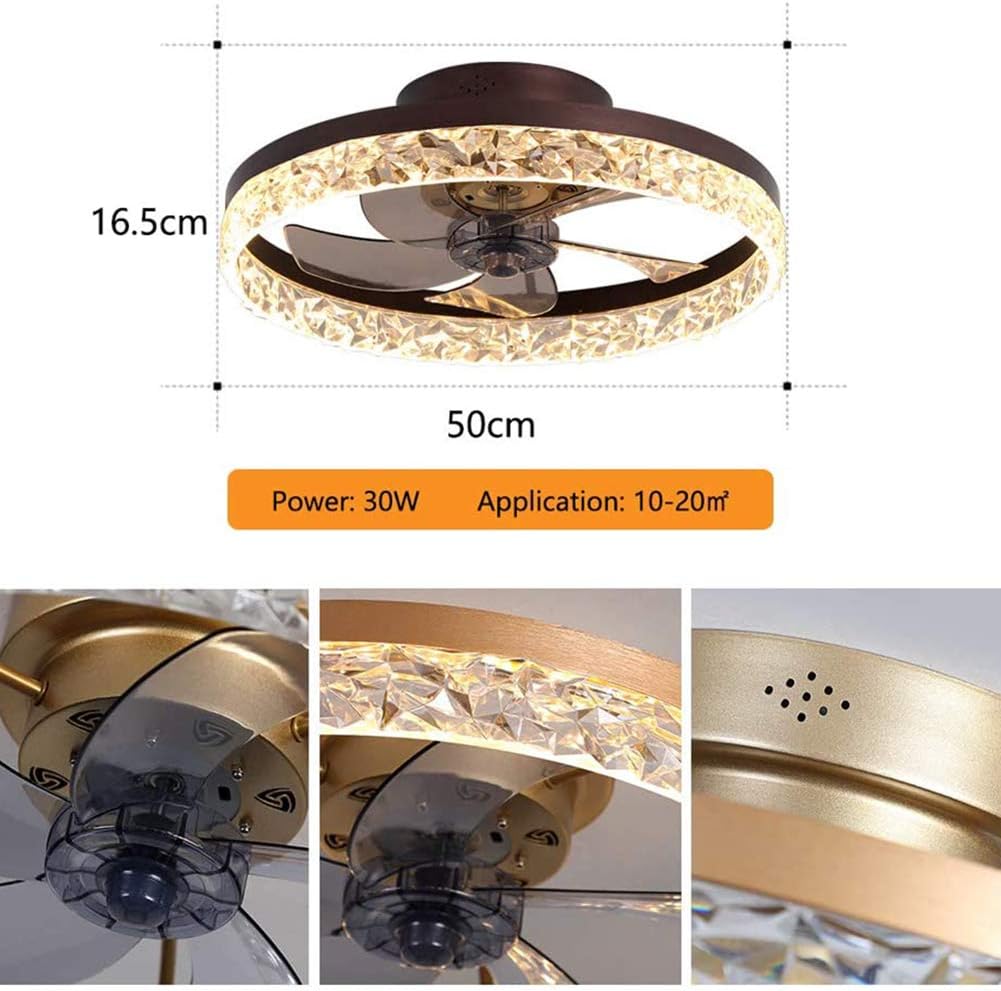 Fan Ceiling Light Creative Modern LED Ceiling Light Dimmable Ceiling Fan with Lighting and Remote Control Quiet Nursery Bedroom Living Room Lighting Gold (Gold)