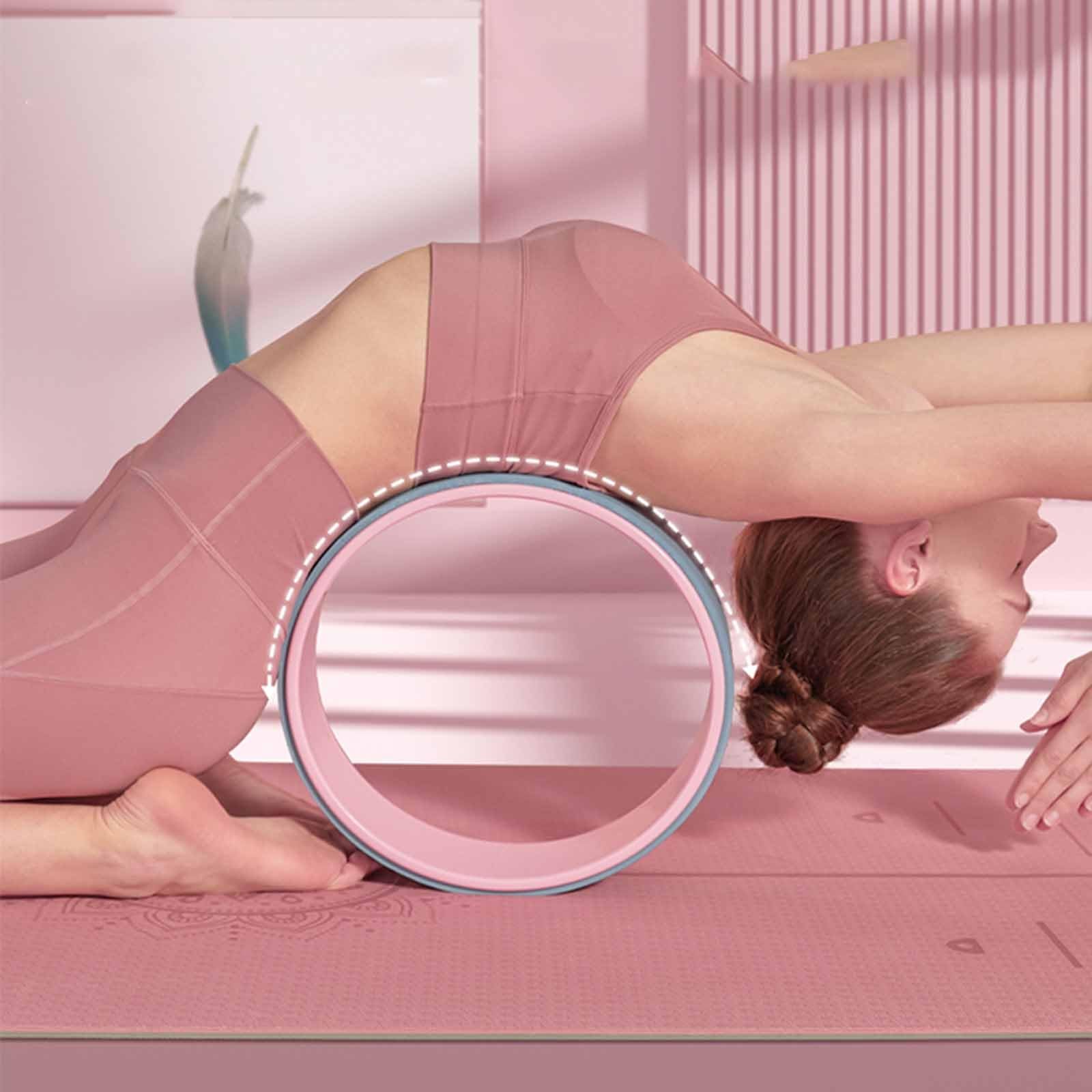 cerchio aereo Ruota da yoga rosa per migliorare la flessibilità della schiena e della vita, Casa 15,6 pollici ruota di massaggio Ruota posteriore per la schiena piegare Assist Trainer, Donne ruota di