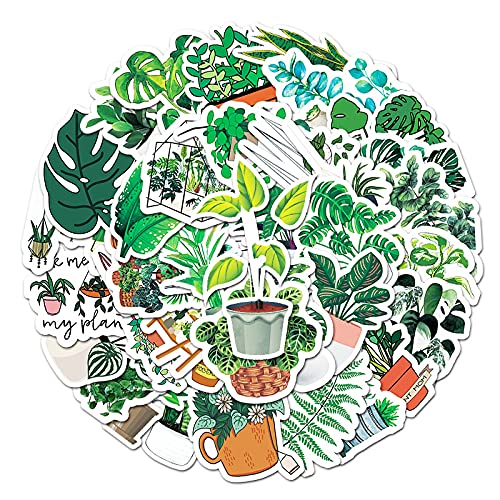 50Pcs Green Plant Stickers Waterproof Vinyl Botanical Decor Decals for Laptop Phone Water Bottle Notebook - Personalized Stickers for Kids Adults & Plant Lovers(INS Wind Green Plant)
