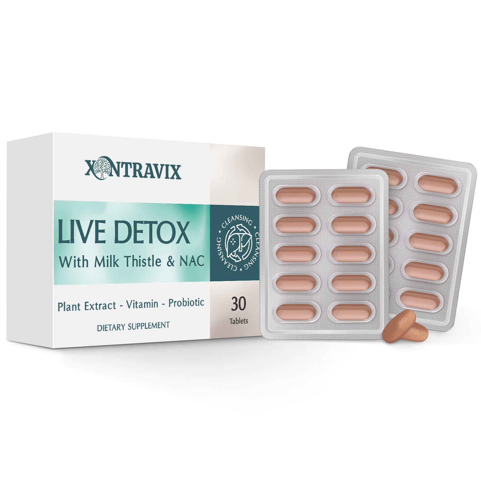 Liver Detox Liver Support Supplement with Milk Thistle Liver Detox Formula with 15B CFU Probiotics for Digestion Detox