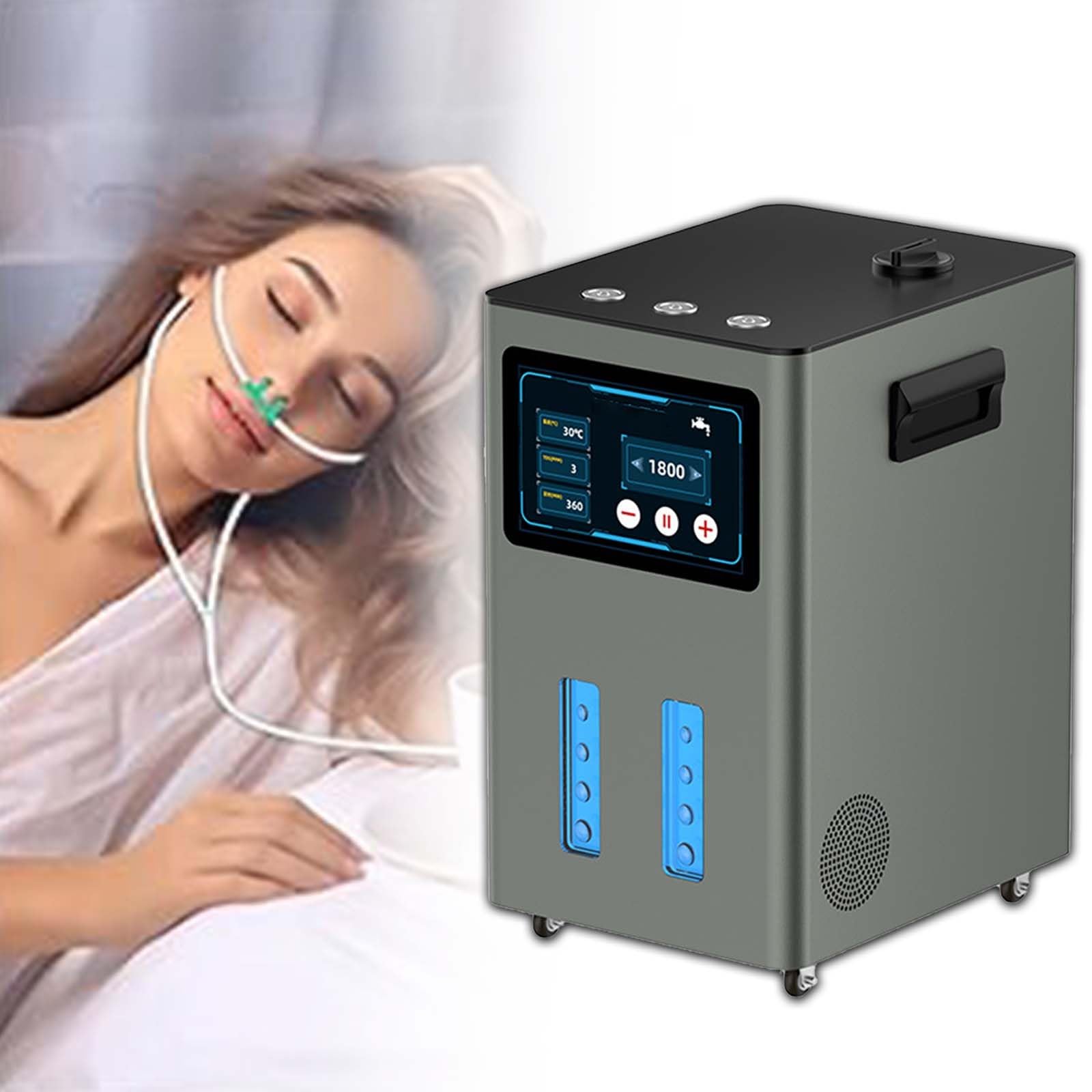 Domowy Inhalator Wodorowy, Inhalator Wodoru O Czystości 99,99%, 7-Stopniowa Separacja, Zbiornik Na Wodę 3 L, Automatyczny Spust Wody, Wydajność 900–4200 Ml/Min, Do Użytku Domowego(Gunmetal,900ml)