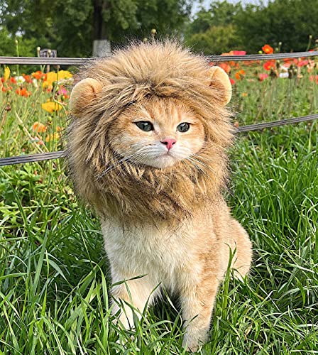 Rosylife lion mane wig for cat costume pet adjustable washable comfortable fancy lion hair cat clothes dress for halloween christmas easter festival party activity (brown) 7 Rosylife lion mane wig for cat costume pet adjustable washable comfortable fancy lion hair cat clothes dress for halloween christmas easter festival party activity (brown) - image 8