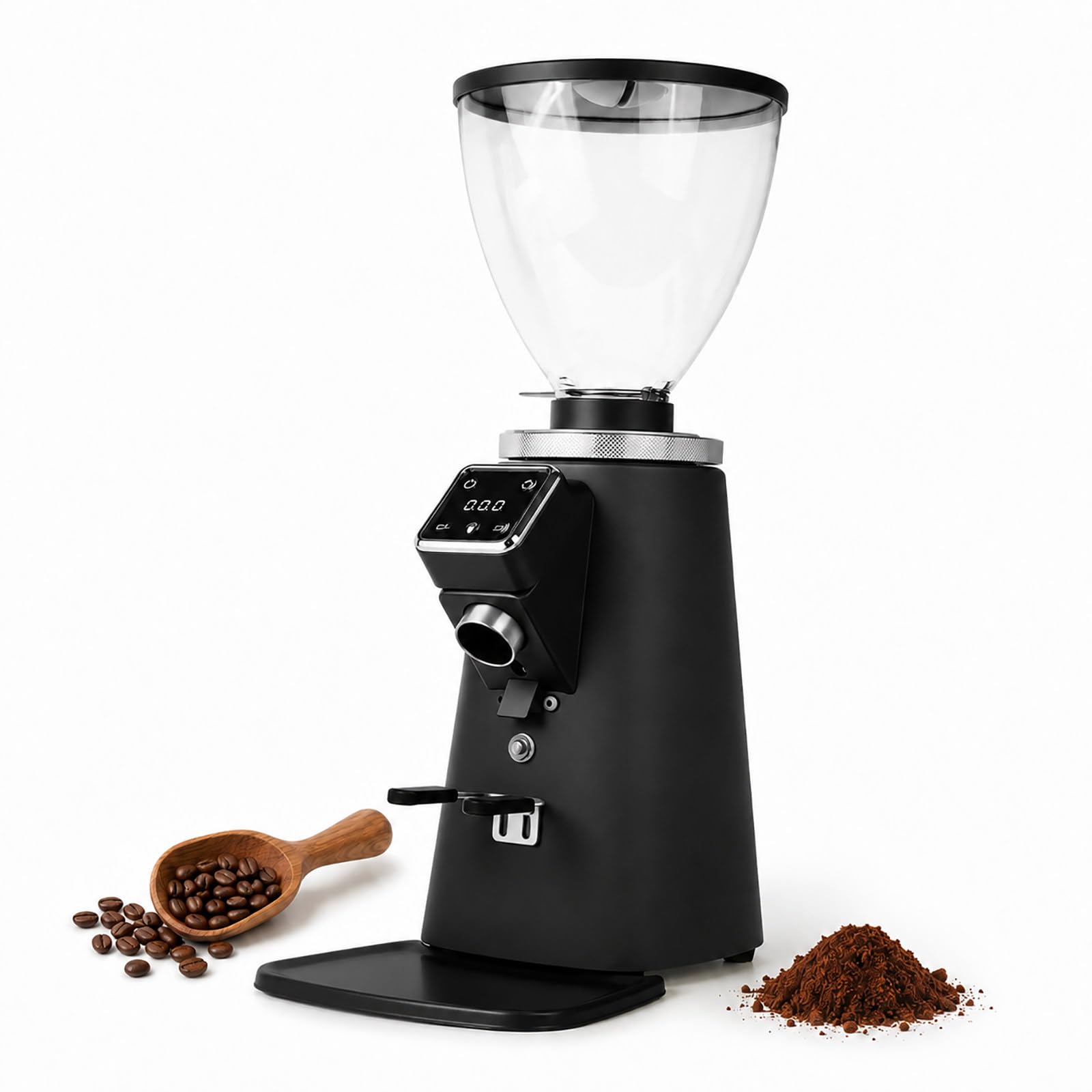 Molino Café Barista con Accionamiento Directo - Molienda Regulable, Conducto Magnético, Soporte para Portafiltro Black