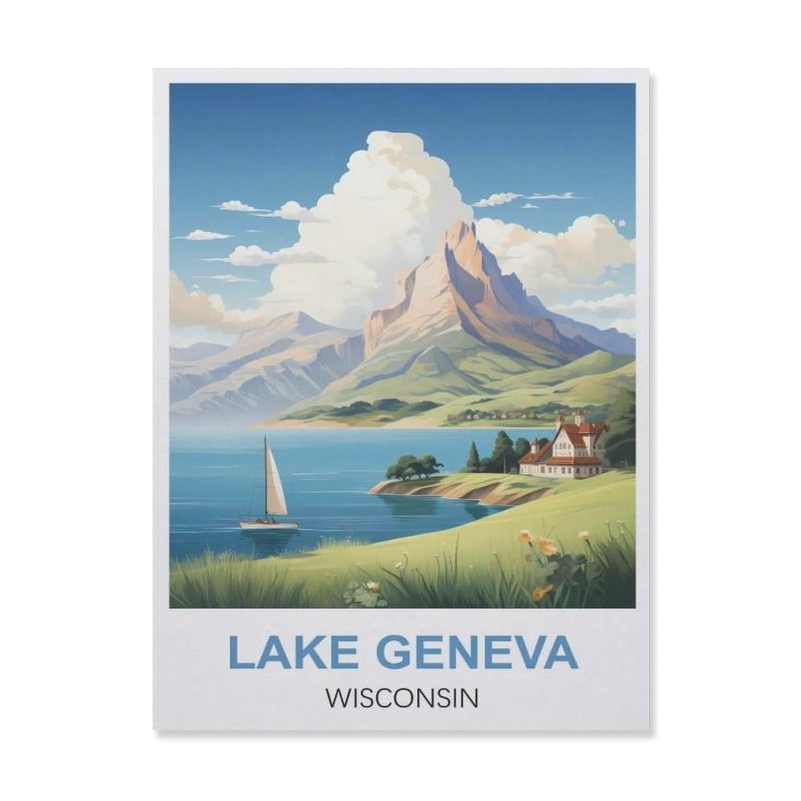 Vintage Art Metal Signs Funny Sign，Lake Geneva Wisconsin(15x30cm）