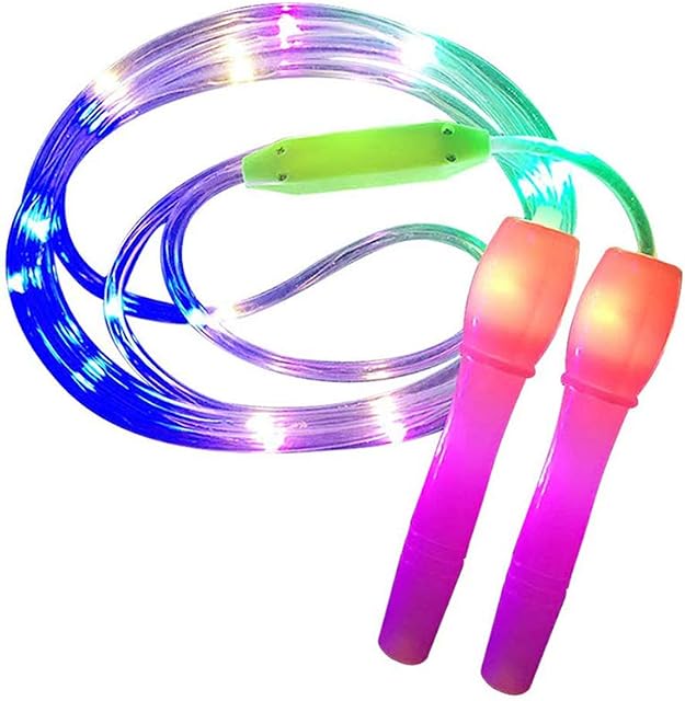 LED skipping rope, lights up LED skipping rope, children jump, fitness exercise, weight loss, LED light up skipping rope, adjustable length and three light modes, speed skipping rope, children
