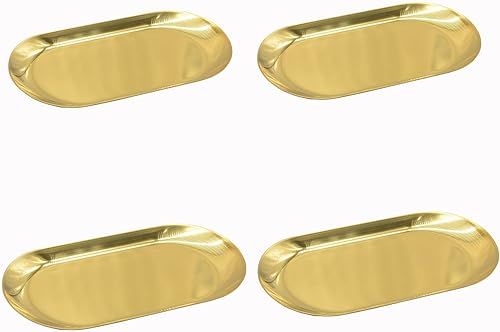 Miniatura 14 de YIKANGHENG 4 Pcs 9 Inch x 3.7 Inch Gold Stainless Steel Trinket Tray, 110g
