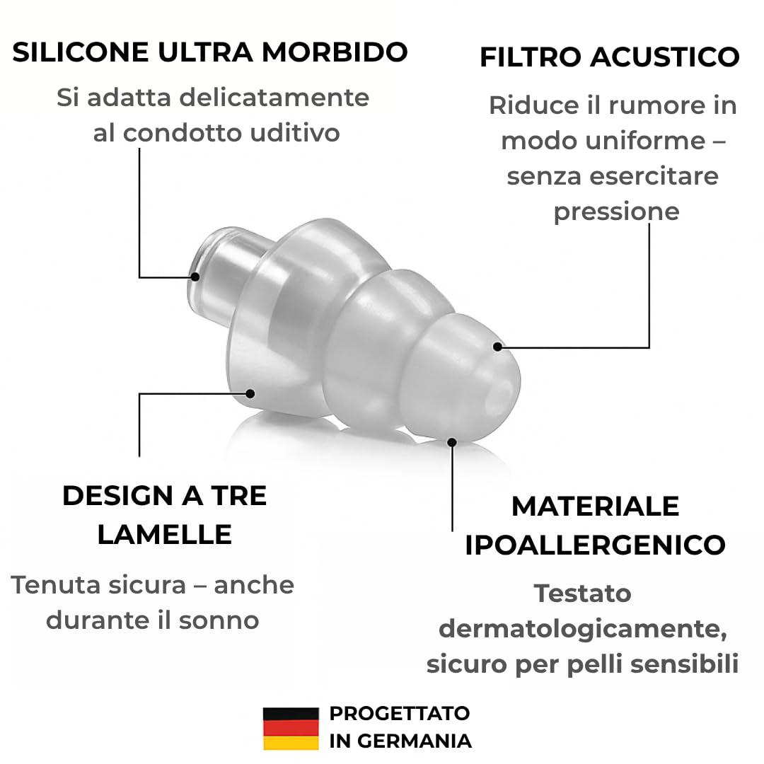 Tappi per le Orecchie Rooth C&P per il Sonno - Tappi Anti-Russamento - Riduzione del Rumore di 25 dB - Comodi per il Giorno e la Notte - Resistenti e Riutilizzabili fino a 100 Volte (3)