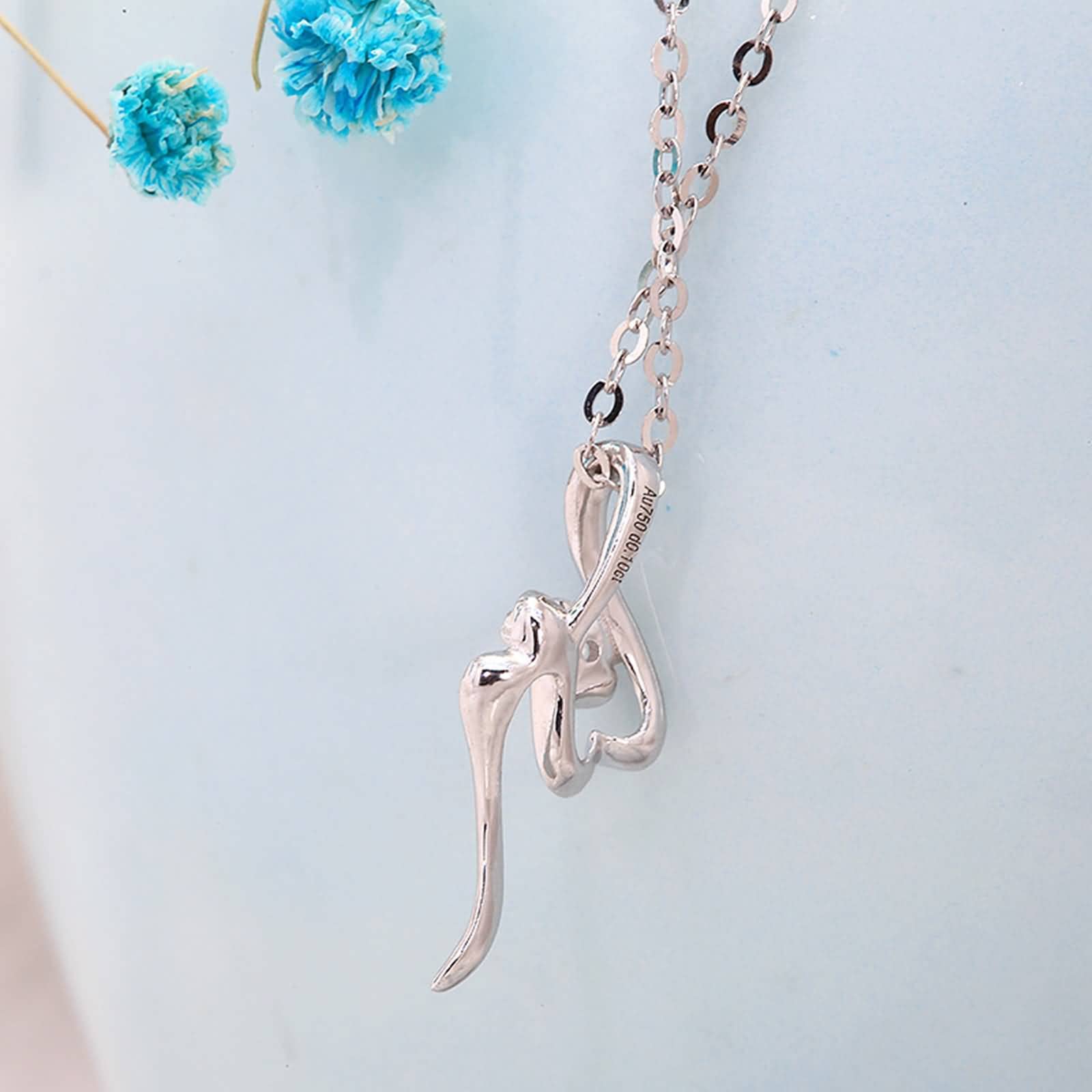 Collares de Mujer a la Moda, Collares con Colgante de Flor con Diamante Redondo/moissanita 0,1 Quilates