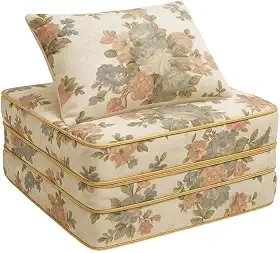 Puff Multiuso 3 Em 1 Colchão Densidade D20 Visita Com Travesseiro Solteiro Vira Cama (Vira Cama Estampado)