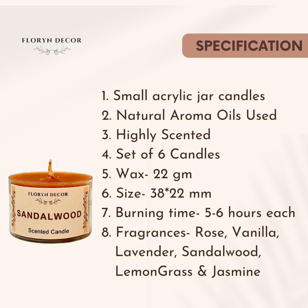Floryn Decor Scented Candles Gift Set - 6 Fragrances -4 Floryn Decor Scented Candles Gift Set - 6 Fragrances -4