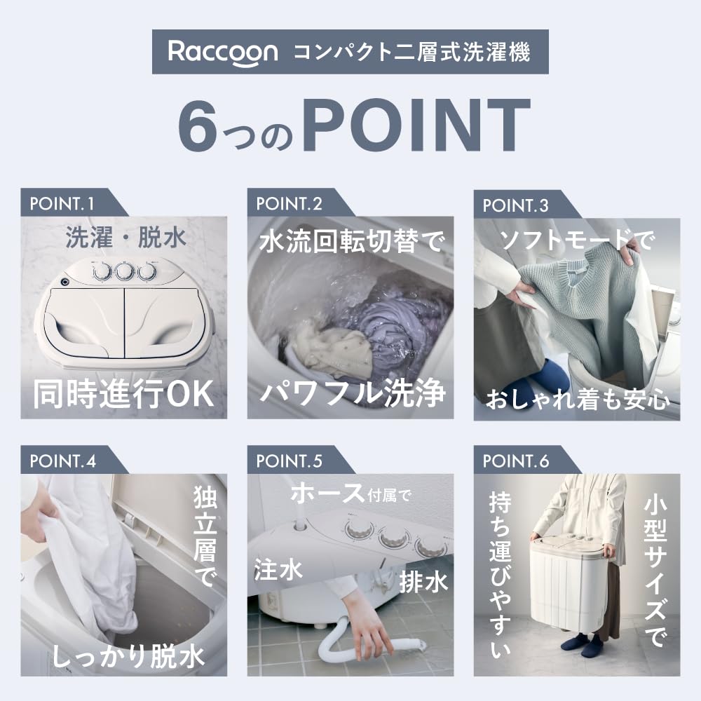 Amazon.co.jp: スリーアップ コンパクト二層式洗濯機 洗濯機 小型 2槽