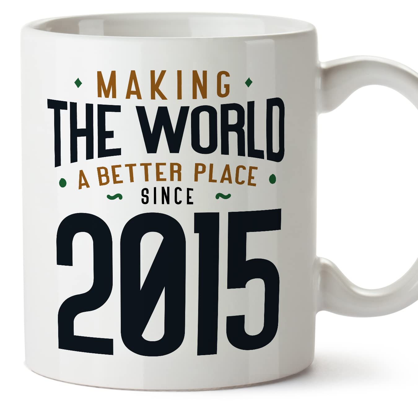 MUGFFINS 2015 Birthday Mug - in English - Making the World a Better Place - Funny Anniversary Present - 11 oz — image 1