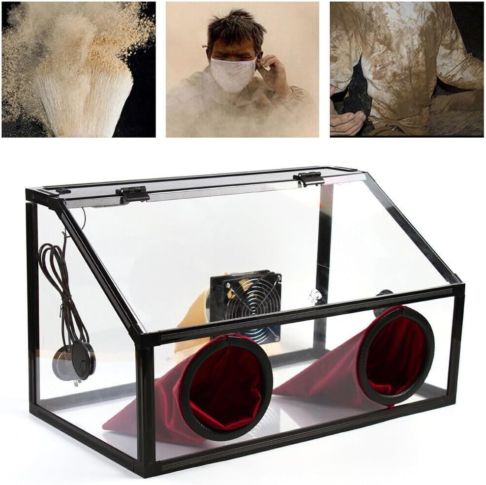 LYNICESHOP Fully Enclosed Electric Grinding Table Polisher, Dust Box Acrylic Cover&LED Light Fully Enclosed Dust Box Electric Grinding Table Polisher Dust Box For Table Polisher