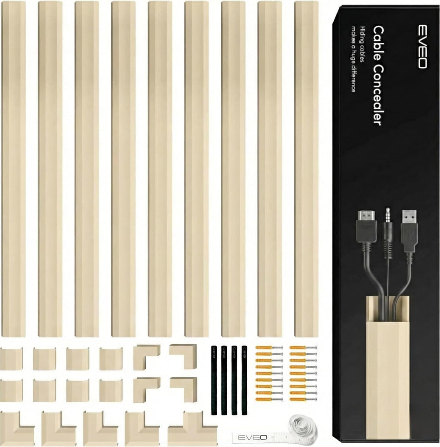 EVEO Cable Hider Wall - Hide Cables & Wire Clutter -10 EVEO Cable Hider Wall - Hide Cables & Wire Clutter -10