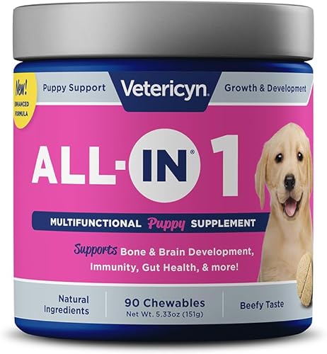 Vetericyn Suplemento multifuncional para cachorros todo en 1 Enzimas digestivas + apoyo inmunológico antioxidante para cachorros + vitaminas,