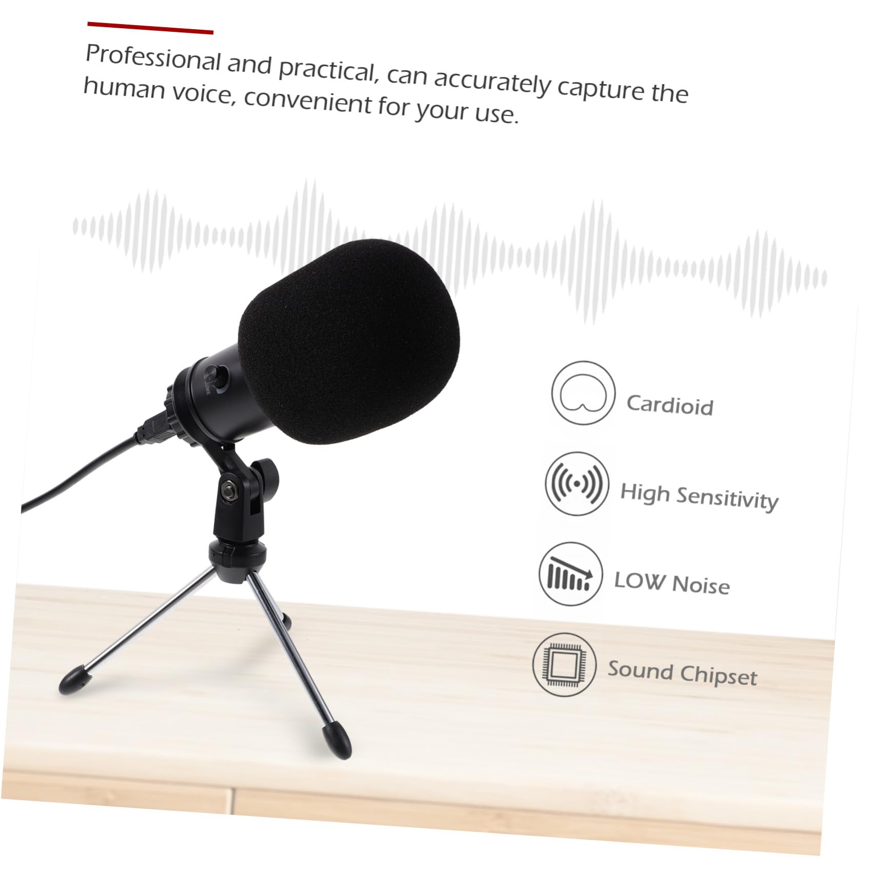 USB Kondensatormikrofon mit Nierencharakteristik für Präzise Sprachaufnahme Abs Material Verstellbarer Halter für Aufnahmestudios und Radiostationen Zufälliger Stil