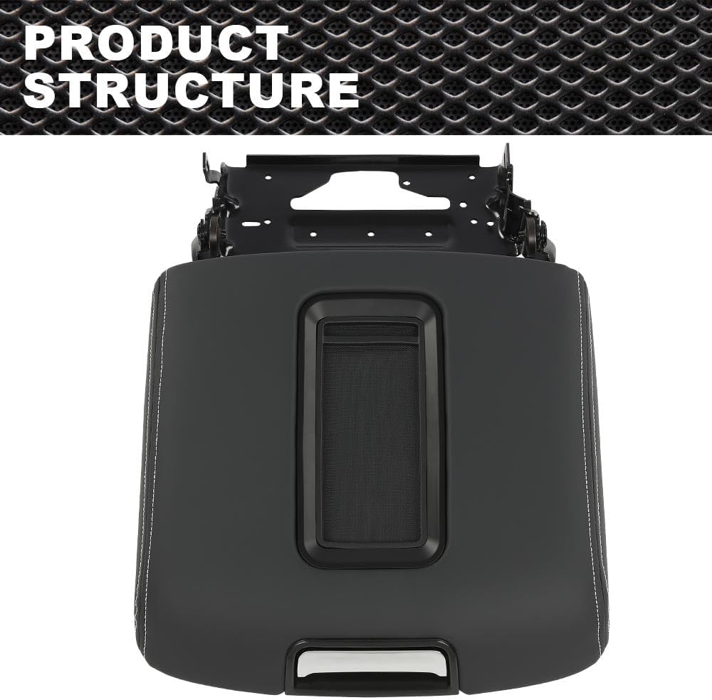 CNNELL Center Console lid Armrest Cover Compatible with 2015-2019 Chevy Tahoe Chevy Suburban GMC Yukon GMC Yukon XL（Black）