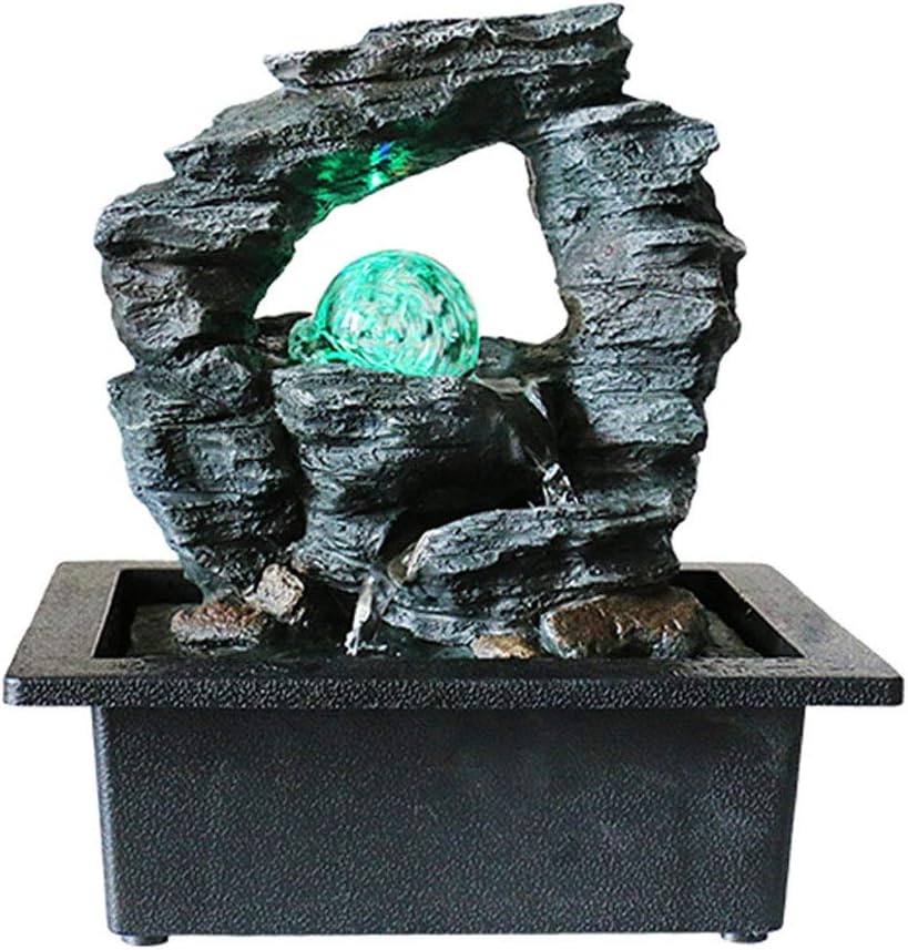 Water Fountain Tabletop Water Fountain-10" Mountain Stone Formation Waterfall with LED Light and Electric Pump for Office Home Decor Water Fountains Indoor (Color : C)