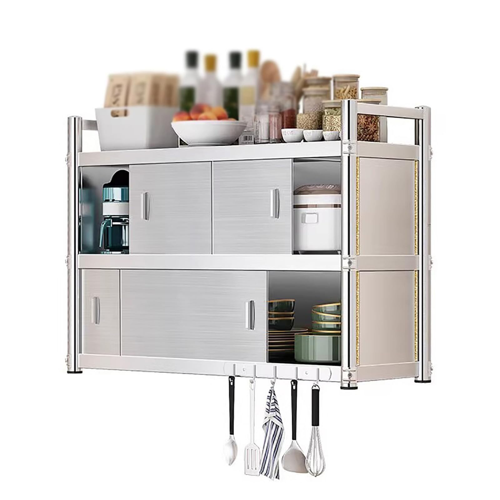 BHGFYXBS Stainless Steel Wall Cabinet Ga & Kitchen Sto Wall Mounted For Cookware Bathroom & Pantry,80X35X90Cm/31X13X35In,80x35x90cm/31x13x35in
