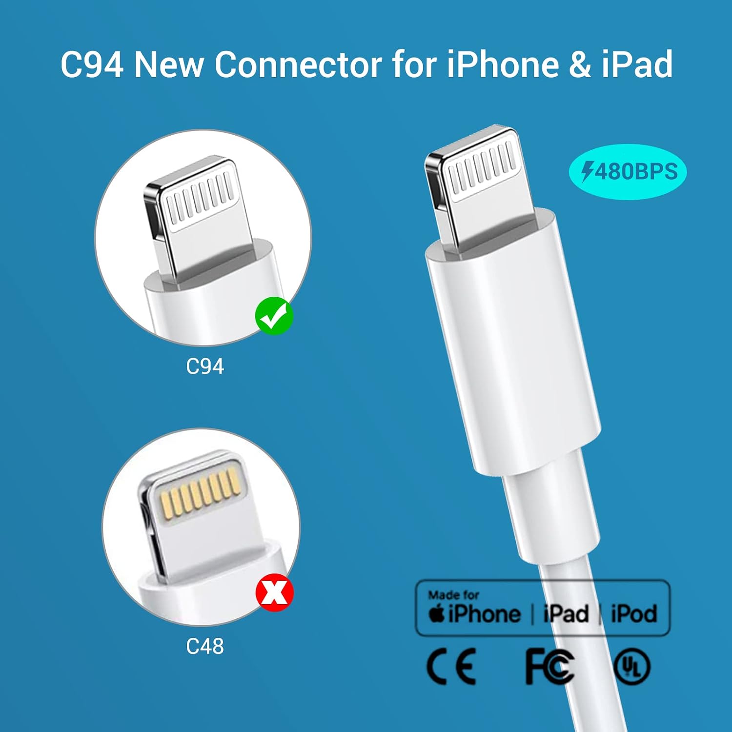iPhone Charger Cord USB C,Quntis USB-C to Lightning Cable [MFi Certified] 3Pack 3/6/10 FT iPhone Fast Charging Cord Type C to Lightning Cable for iPhone 14 Pro Max 13 Mini 12 11 X 8 Plus iPad - White