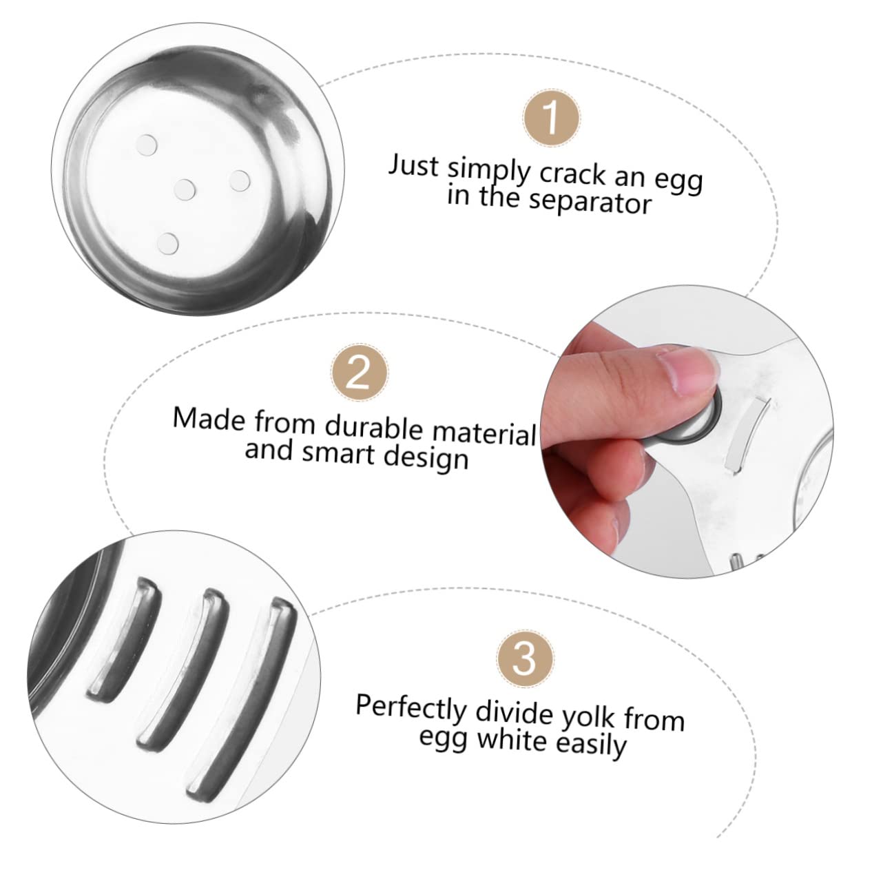 ABOOFAN Stainless Steel Egg Yolk White Separator Easy to Use Egg Separator Tool