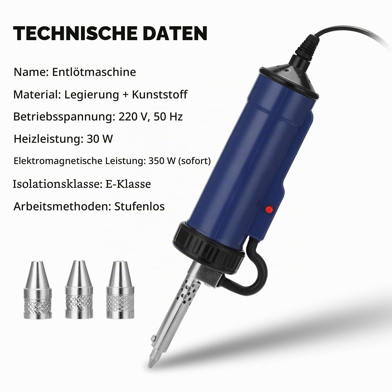 Weytoll Elektrische Entlötpumpe, Elektrisches Vakuum Entlötkolben, absaugen von flüssigem Lötzinn, 350W Entlötpumpe mit Heizung, Handfläche, Elektro-Solder Tin Sucker Va-cuum Soldering (Blau)