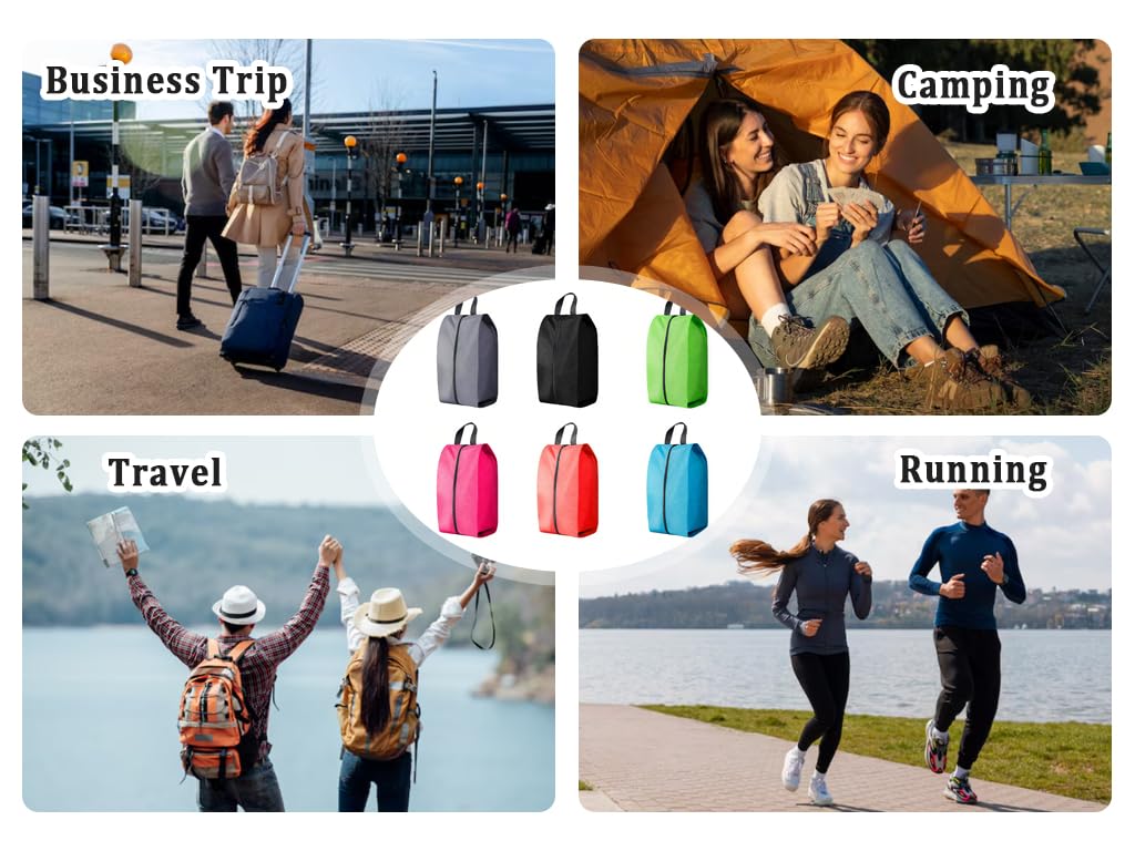 6 Stück Schuhtasche Reise,Wasserfeste Schuhbeutel Reise,Schuhtasche mit Reißverschluss,Schmutzabweisende Schuhtaschen für Darunter Reisen,Freizeit,Sportliche Aktivitäten