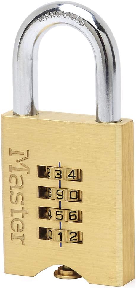 Master Lock651EURD 4-Digit Combination Padlock with Brass Body, Gold, 10 x 5,1 x 1,3 cm