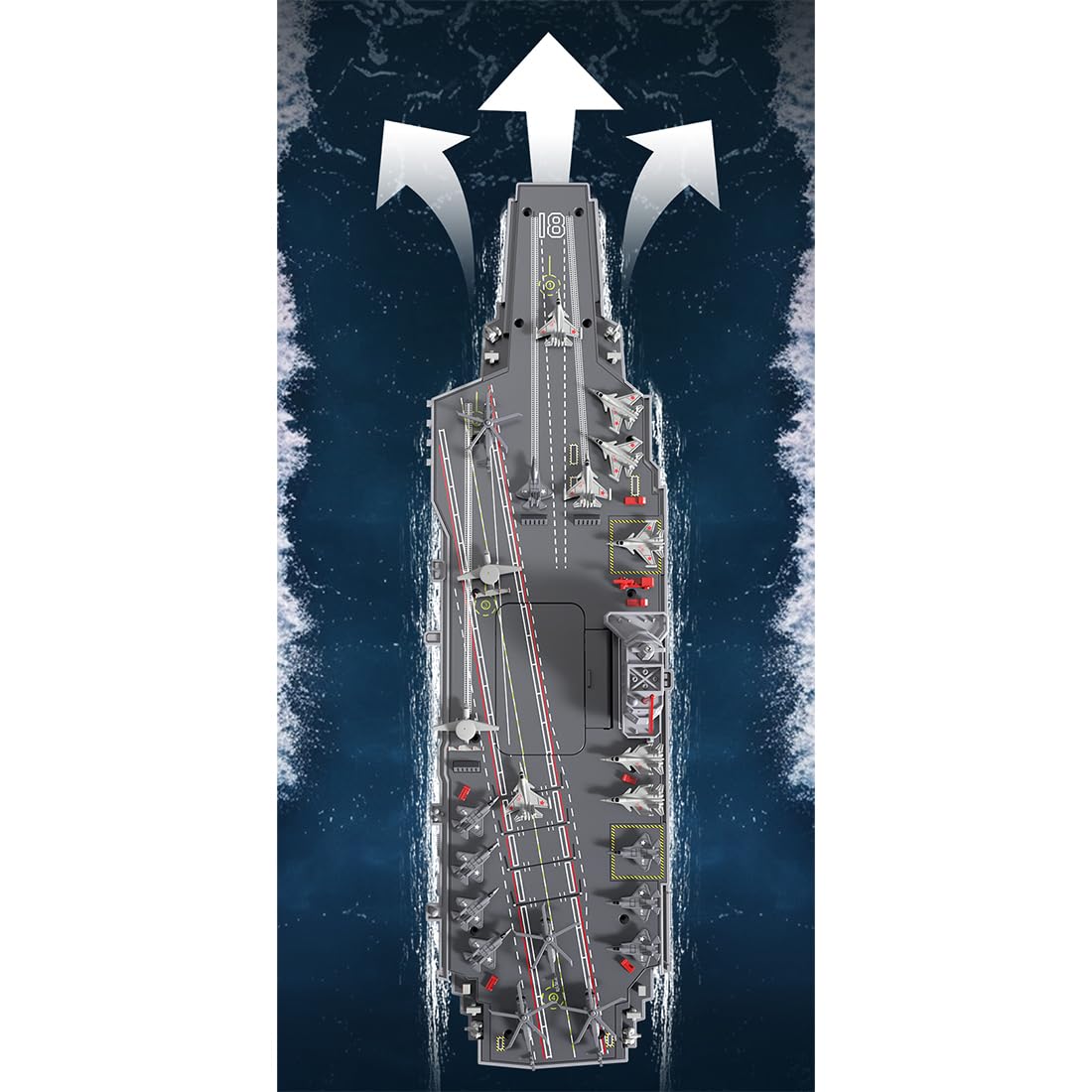MECHIX Ferngesteuertes Flugzeugträger-Militärschiff für den Pool, 2,4G RC Militär-Schlachtschiff mit Dual-Geschwindigkeitsmodi und langer Akkulaufzeit, Sammlerstück und Geschenk für Erwachsene (Grau)
