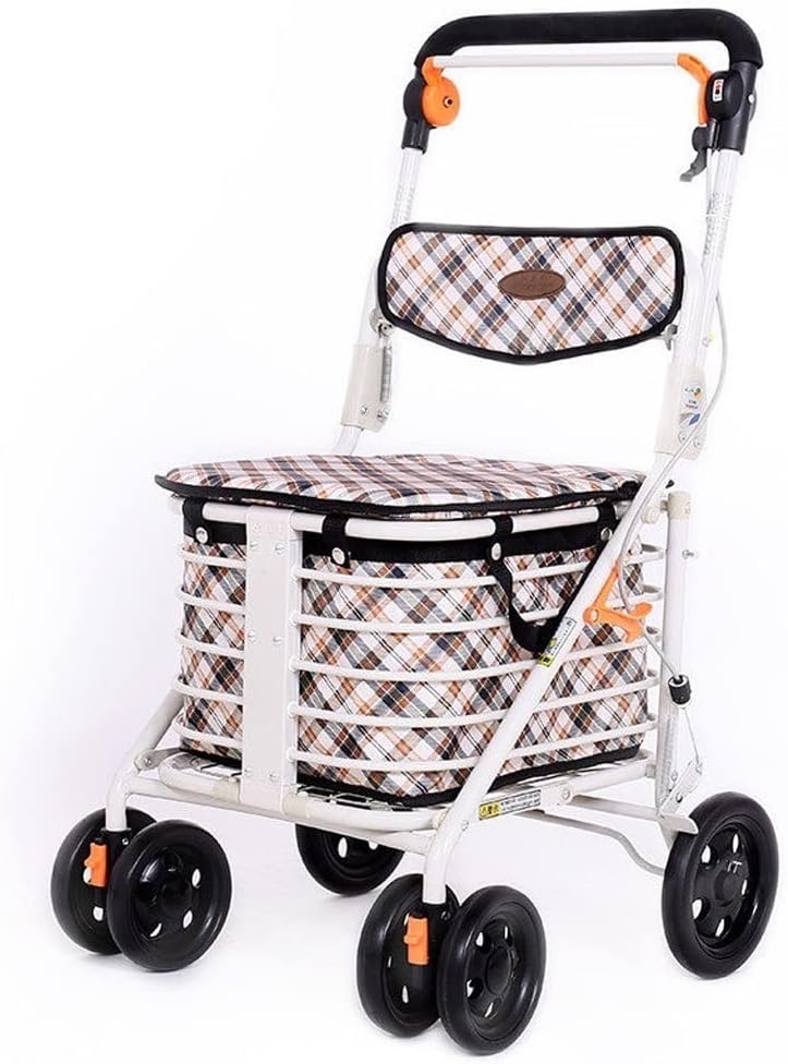Folding Shopping Cart Foldable Shopping Cart Home Portable Elderly Trolley Pull Cargo Trailer Luggage Cart with Shopping Basket Trolley Shopping Carts for Groceries (Color : A) (A)