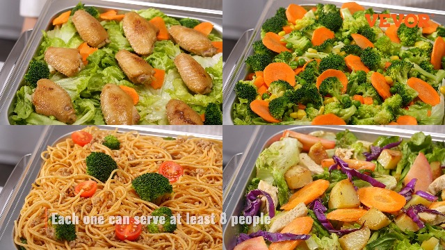 VEVOR Edelstahl Chafing Dish Set 7,5 L, 1 Stk. Speisenwärmer Wärmebehälter Suppenwärmer, Speisen Warmhaltebehälter Suppentopf Chafing Dishes Set mit 2 Brennstoffbehälter für Catering, Buffet. Party – Bild 8