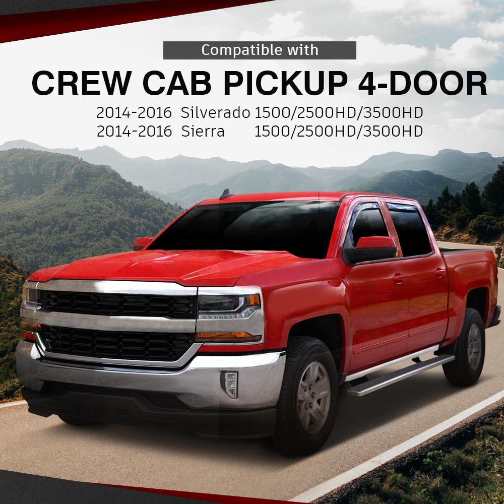 4-Piece Slip-On Rocker Panel & Cab Corner Set For 2014-2018 Chevy/GMC Crew Cab Pickups