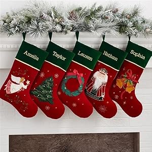 Personalization Universe Traditional Icon Personalized Christmas Stocking Customizable with Any Name Gold Braided Trim 100 Polyester Holiday Decor Christmas 195 L Nutcracker