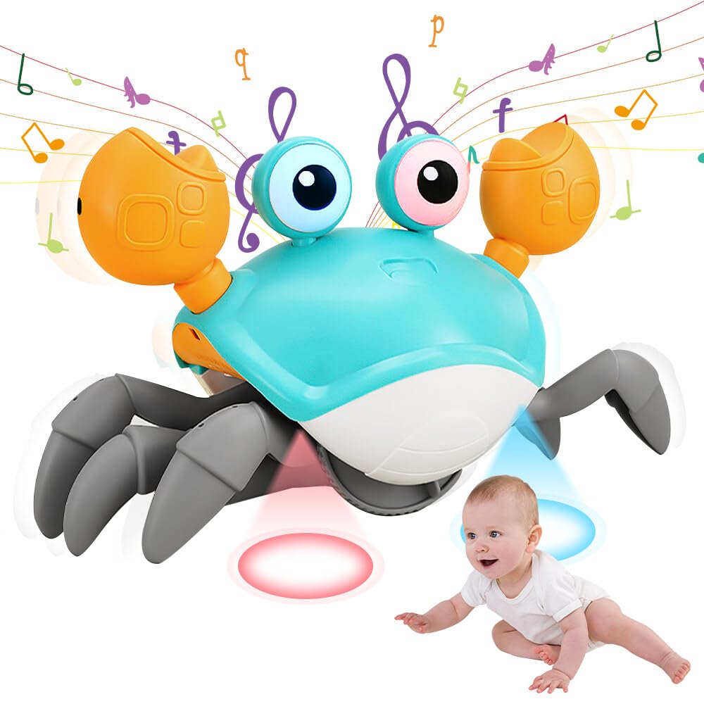 Crawling Crab Toy, Crab Baby Toy with LED Light and Music, Baby Sensory Toys, Crawling Toys for 6 to 12 Months Girls Boys Birthday Gifts