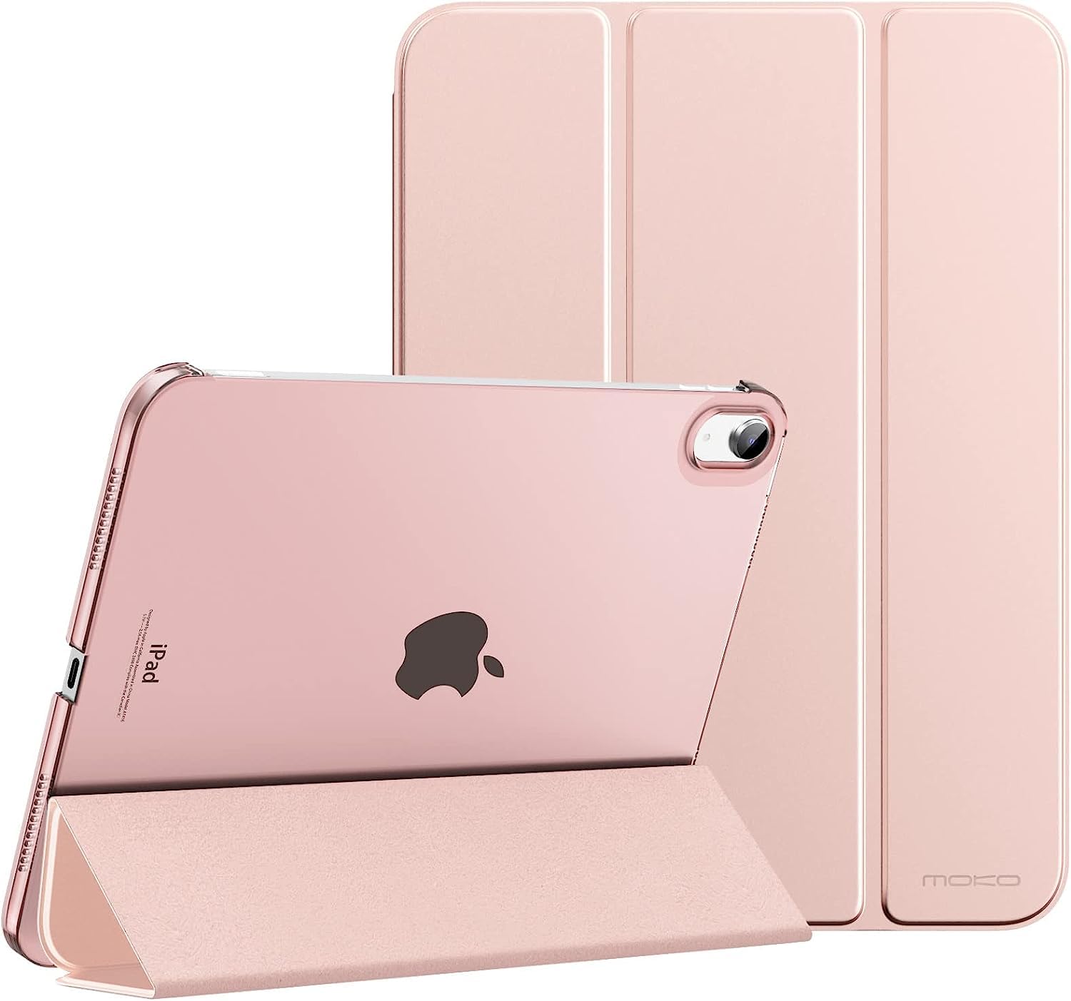 MoKo Custodia Protettiva Rigida per Tablet, Compatibile con iPad 10 Generazione 2022 iPad 10,9", Copertura in Due Scanalature con Chiusura Magnetica, Auto Spegnimento e Accesione, Oro Rosa