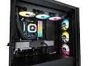 Corsair H150 RGB Liquid CPU Cooler,3x120mm SP RGB ELITE PWM fans, 37 Total individually addressable RGB LEDs, compatible to all modern CPU sockets - GA 1200,115X, 2066, and AM4, iCUE software sync RGB gallery image