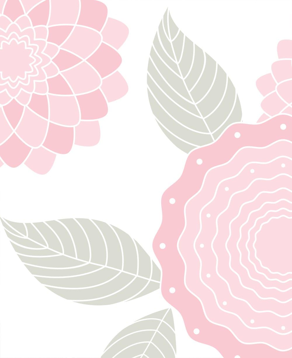 Simple Shapes Modern Flowers Pink Wallpaper - 2 ft x 9 ft - Single