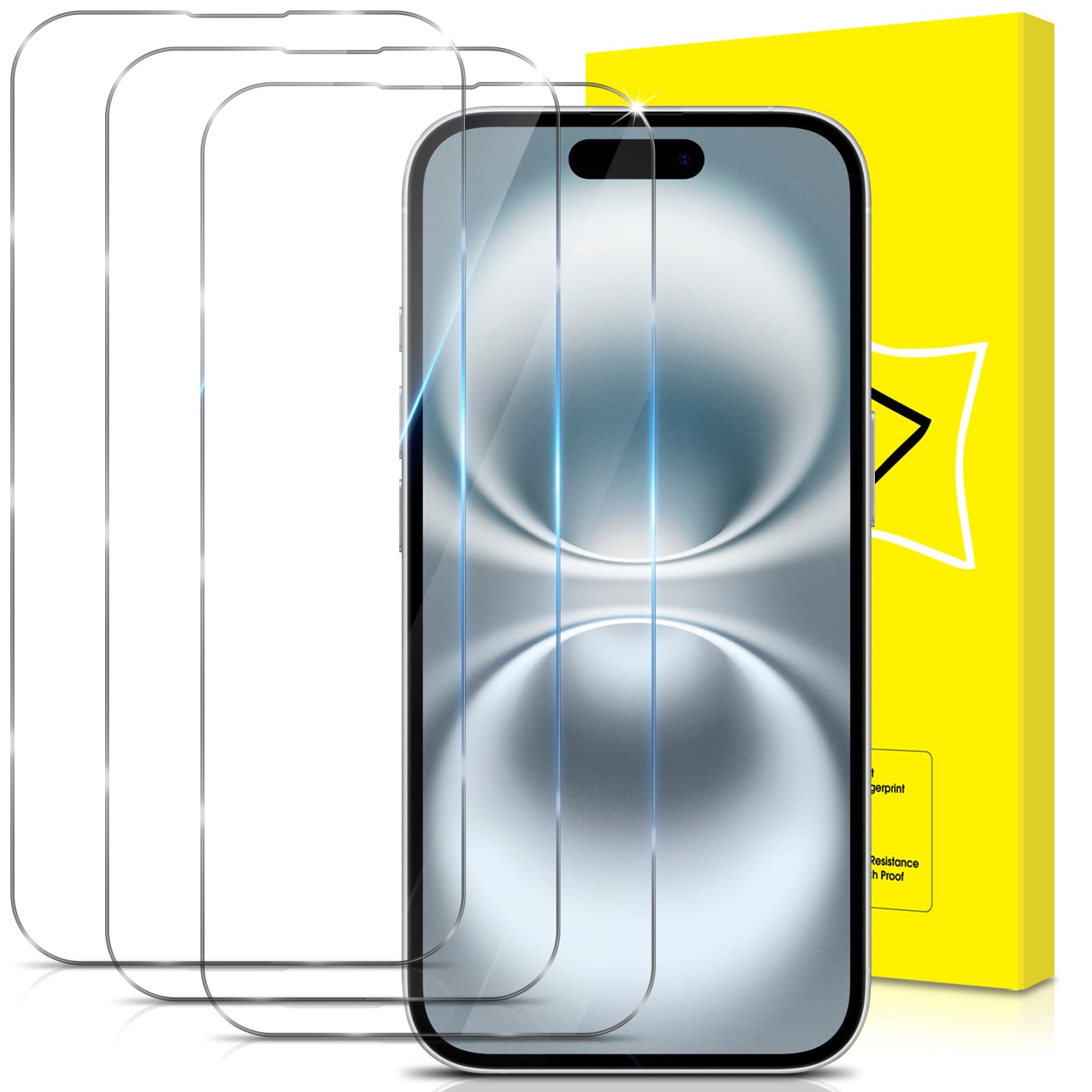 GiiYoon-3 PACK Screen Protector for iPhone 16 Tempered Glass [HD Full Coverage] [Easy Installation] [Scratch Resistant] [9H Hardness] Protective Film