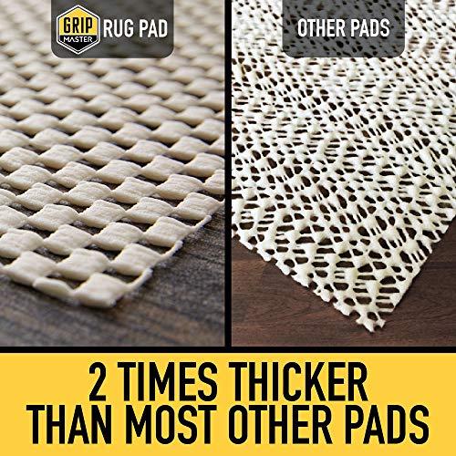 GRIP MASTER 2X Extra Thick Area Rug Cushioned Gripper Pad, 2.5 Feet x 9 Feet, for Hard Surface Floors, Maximum Gripper and Cushion for Under Rugs, Premium Protection Pads, Many Sizes, Rectangular
