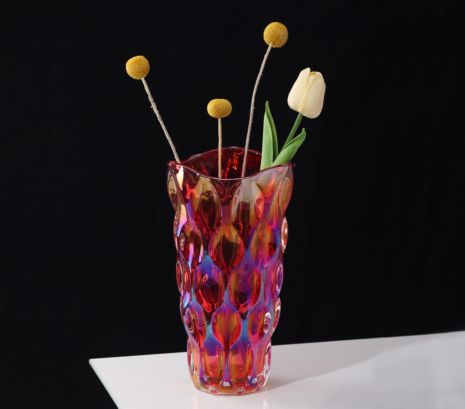 クリスタルガラスの花瓶 Amazon.co.jp: クリスタルガラス 赤い花瓶 花瓶 ホーム