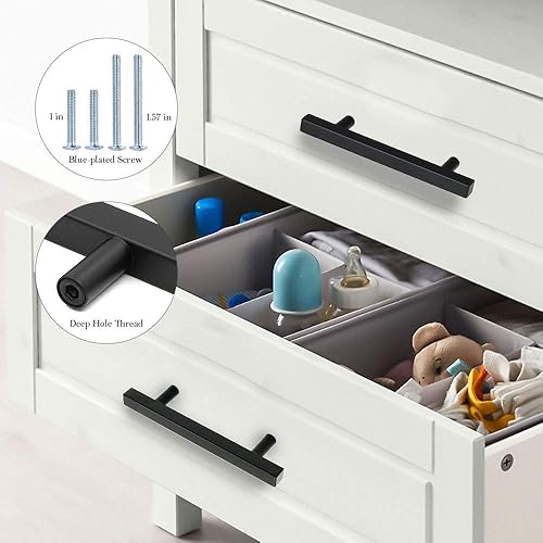 Miniatura 5 de Peaha PHJ22BK - Manijas para cajones de alacenas, color negro, barra cuadrada en forma de T Perillas para muebles de acero inoxidable paquete de 5