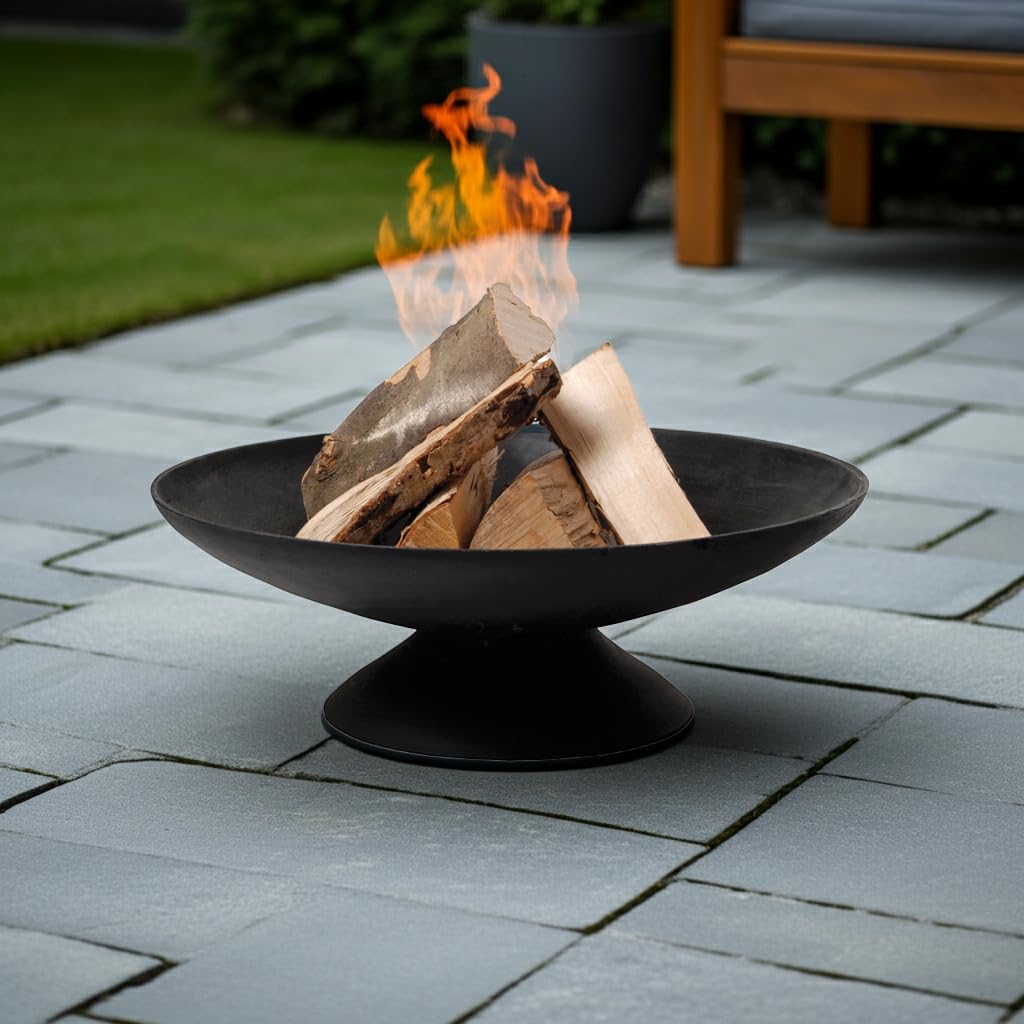 Braciere Design Outdoor Jet-Line Metallo Braciere Indio Nero Diametro 60 cm Altezza ca. 21 cm Fuoco Giardino Terrazzo Giardino Terrazzo Jet-Line Cestino Fuoco Fuoco Esterno Griglia Griglia