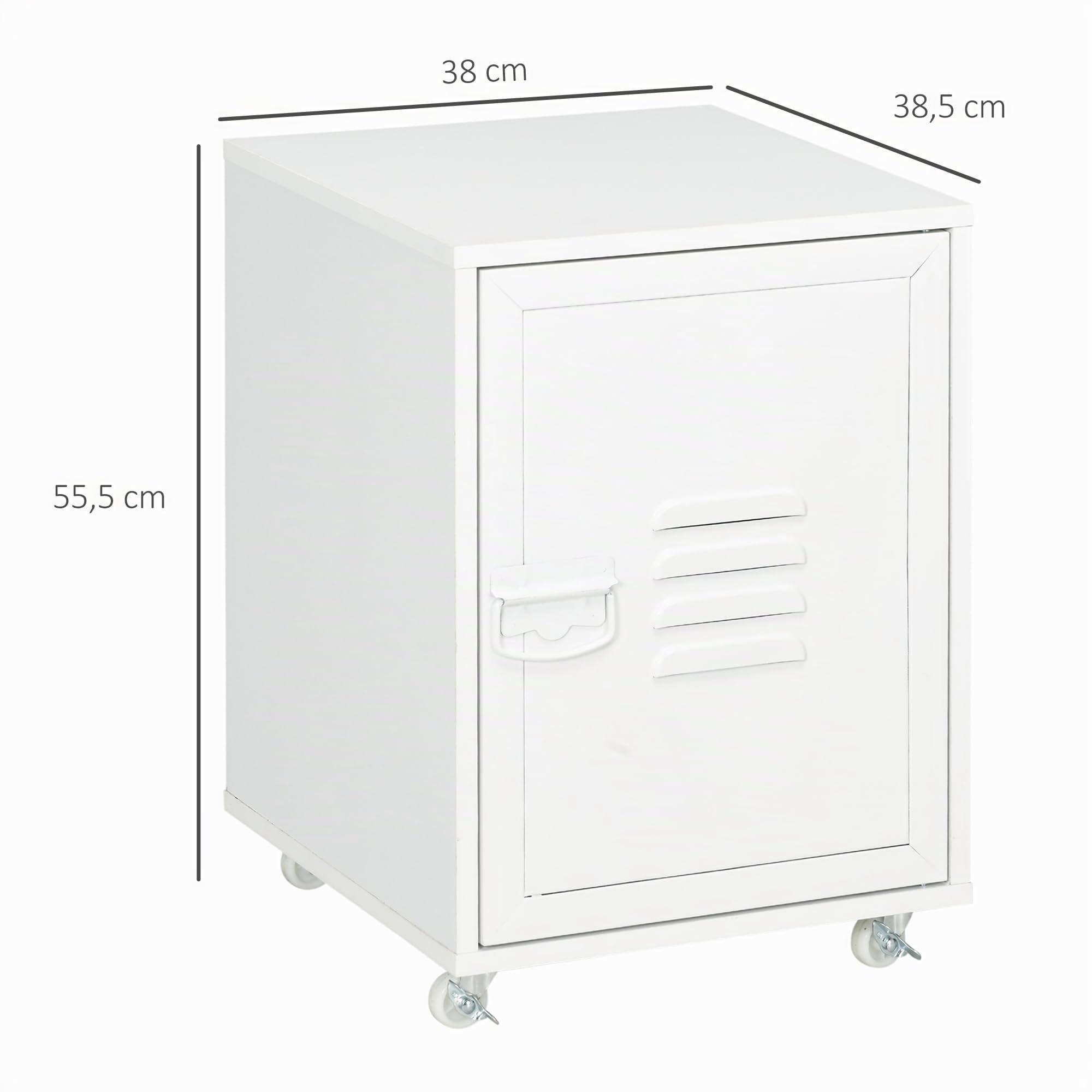 Vinsetto Cajonera de Oficina con Ruedas Tamaño A4 38x38,5x55,5 cm Blanco