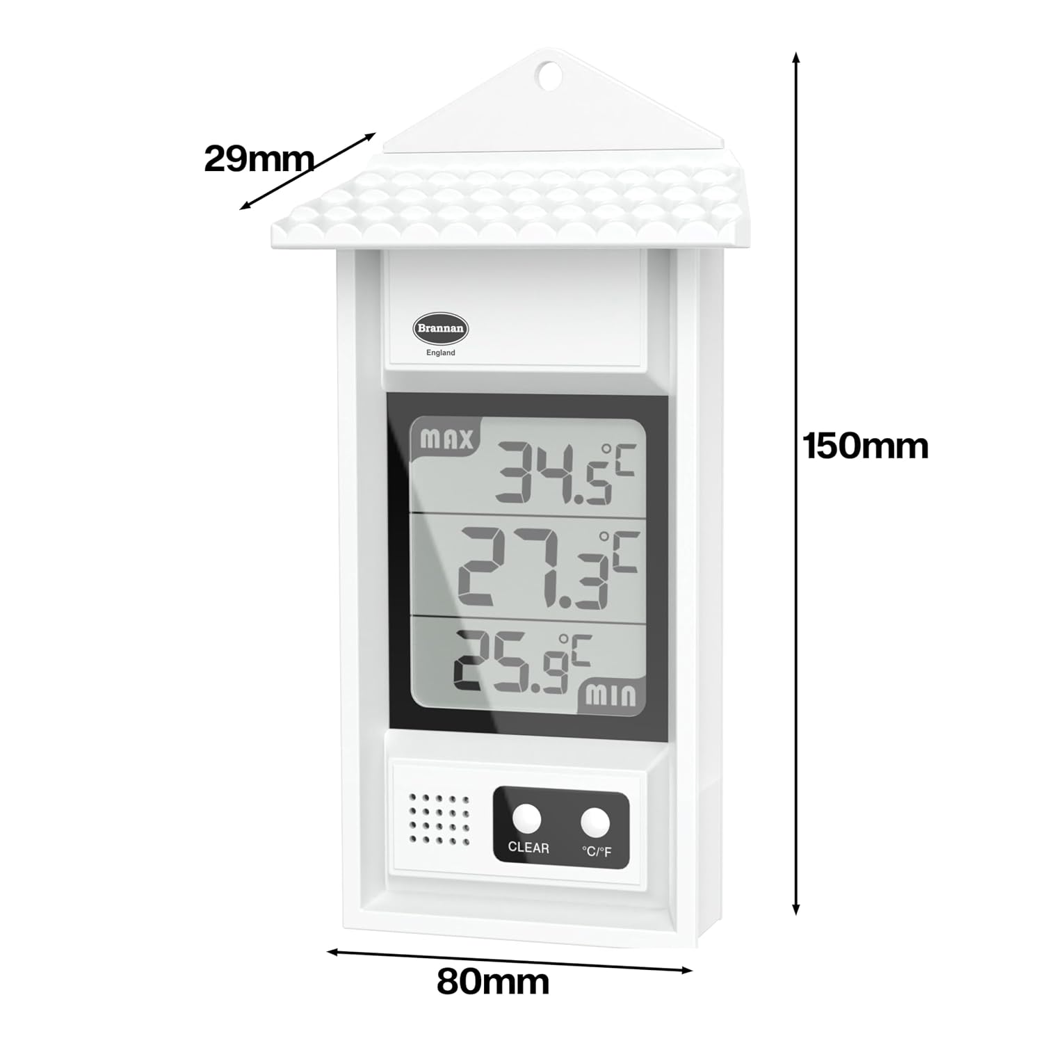 Digital Max Min Greenhouse Thermometer - Monitor Max and Min Temperatures in The Greenhouse Garden or Home for Indoor or Outdoor Use Easily Wall Mounted