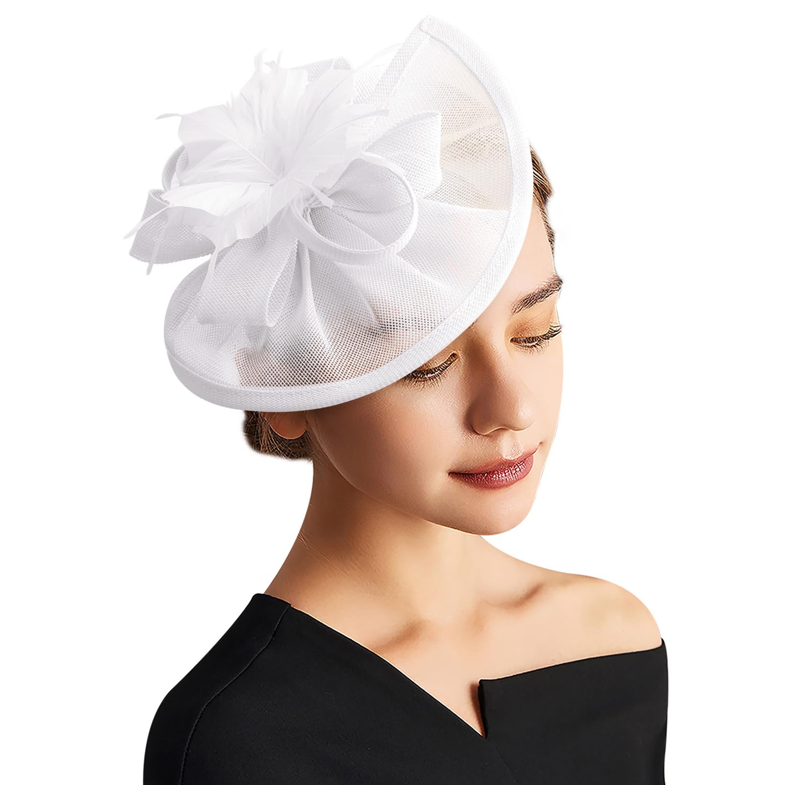 DRESHOW Fascinator Hats Tea Party Hat Vintage Pillbox Hat Headband Cocktail Headwear for Girls and Women