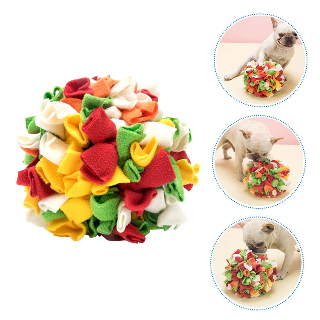Hundeschnüffelball aus TPR und Fleece für Langsames Fressen | Ballform, für Hund und Haustier, zum Spielen in Haus oder Garten, Lernspielzeug mit Futterfunktion